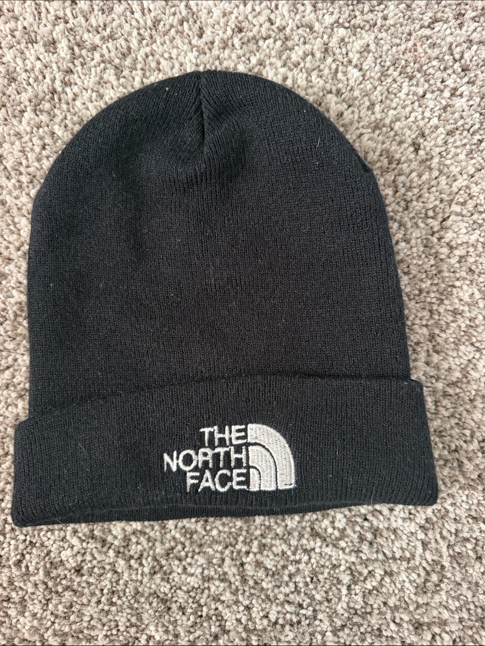 The North Face Black Beanie with White Logo
